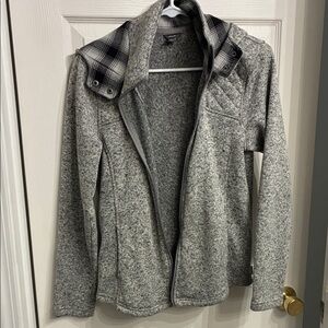 Eddie Bauer Gray Jacket with Plaid Detail